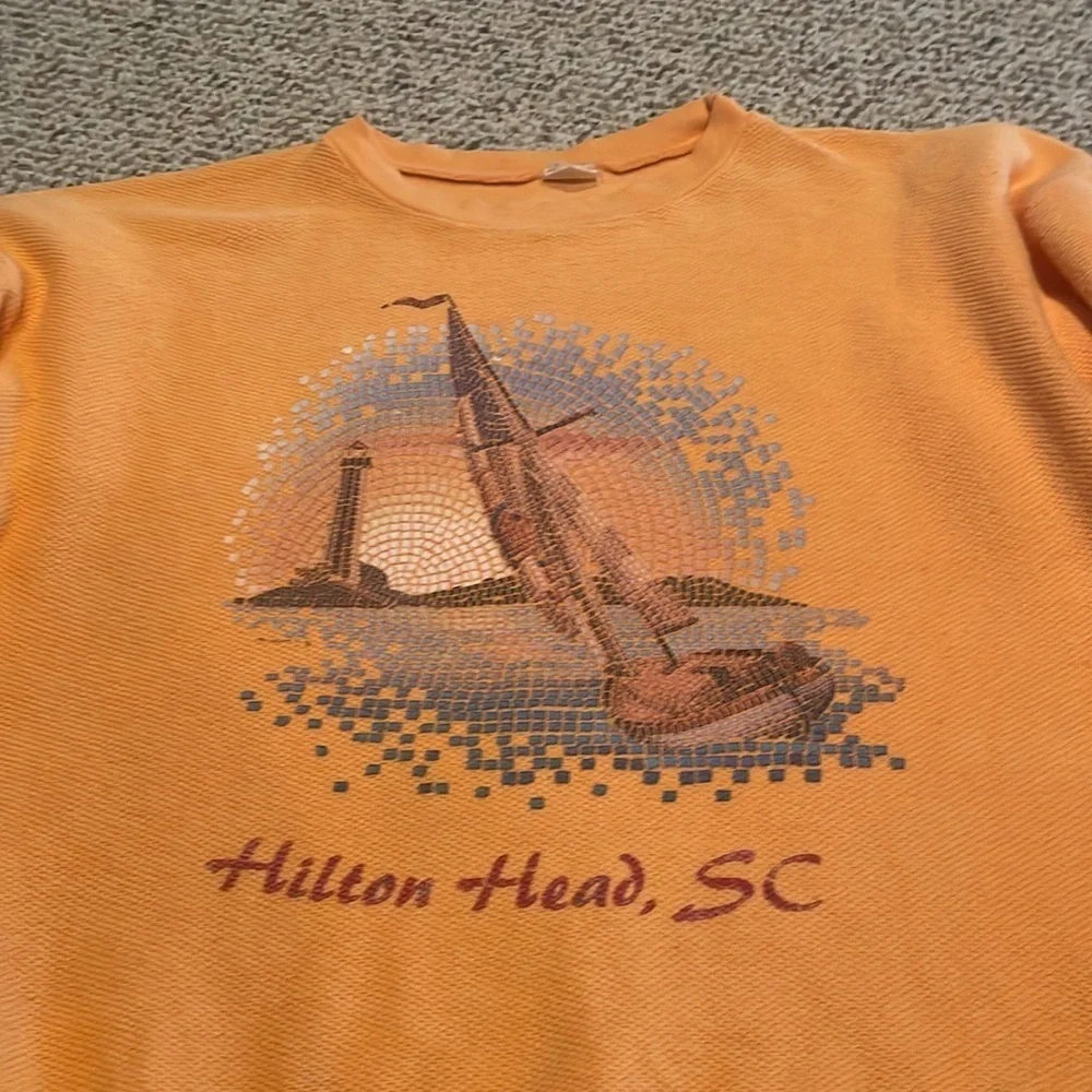 Orange Waffle Weave Type Hilton Head Pullover. Vtg. Y2K - Picture 4 of 6